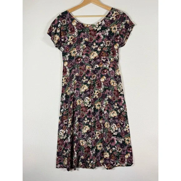 All That Jazz Sz 11 12 Dress Purple Floral Womens Vintage Y2K Cottagecore Indie - Picture 4 of 6